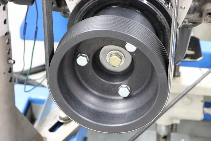 After replacing the 6-inch crank pulley with a larger 7-inch pulley, the peak boost jumped to 9.3 psi. So equipped, the supercharged small block produced 452 hp and 492 lb-ft of torque. 