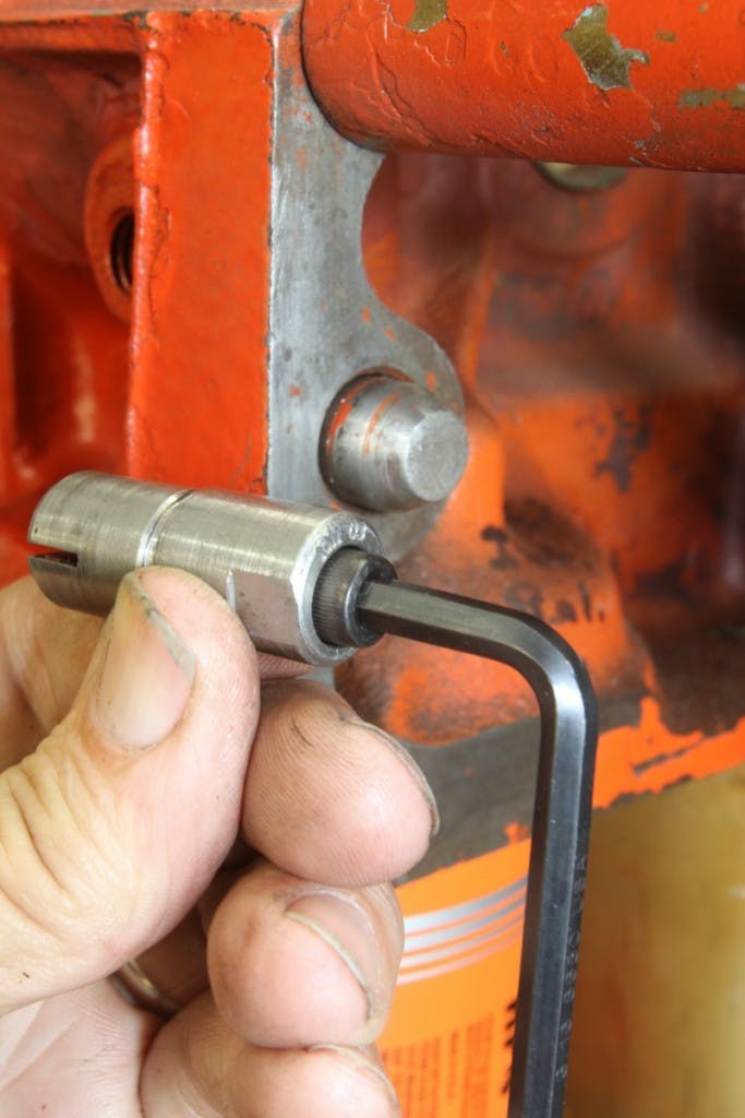 We like the RobbMc alignment dowels because they fit easily into the block and once positioned, are secured with these Allen screws that expand the dowel and lock it into place. Removing it is just as easy. Plus, there’s also 9/16-inch wrench flats that allow easy movement of the dowel in the block. 