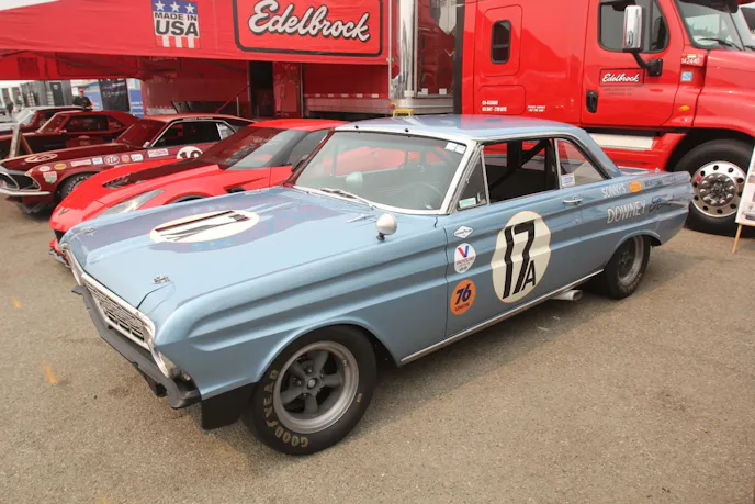 Mike’s full time job is to keep all of Vic Edelbrock, Jr.’s vintage race cars running, so the Falcon accompanies the other Edelbrock cars, including the original George Fullmer-driven Mustang and Smokey Yunick’s historic Camaro.