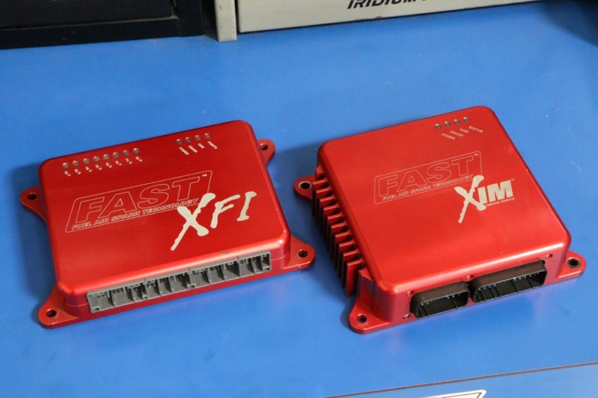 To ensure we maximized the power potential of the EFI induction system, we dialed in the air/fuel and timing curves with this FAST XFI management system.