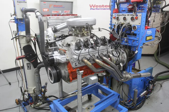 With a full load of Rockett 100 fuel, our little 4.8L motor with the same Vortech supercharger spiked the boost up to 11.5 psi and made 630 hp at 6,800 rpm and was still climbing when we shut the test down. We only stopped because this engine still has the stock connecting rods that are a bit questionable above 7,000 rpm. With good rods and pistons, we would not hesitate to take this right past the seven-grand mark. It might make 650 hp!