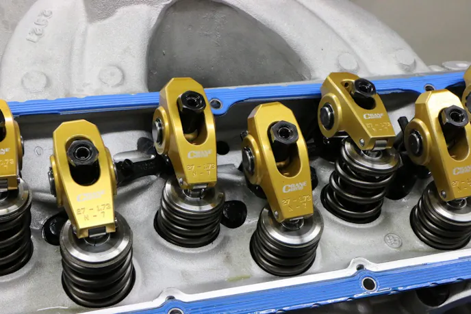 To add a touch more lift, we installed a set of Crane, BBF 1.73-ratio aluminum roller rockers. AFR supplied a set of adjustable guide plates to help us individually line up each rocker. 